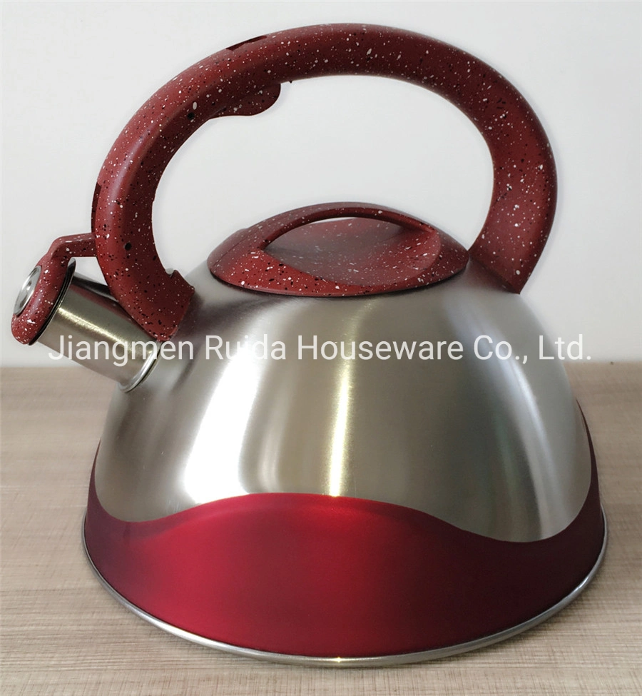 Stainless Steel Kitchenware Set on TV Selling 3.0 Liter Stainless Steel Tea Kettle in Silicon Handle and Ss Handles