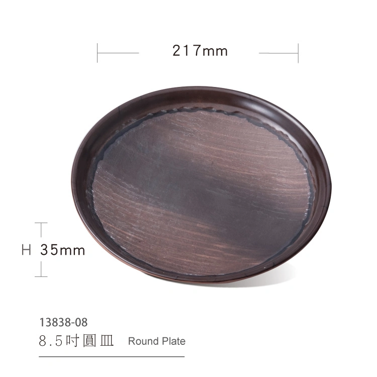 5 PCS Wood Texture BPA Free 100% Melamine Dinnerware Set